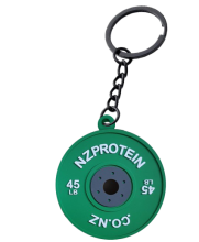 nzprotein barbell plate keychain