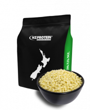 nzprotein white choc bits bag with bowl of choc bits in front