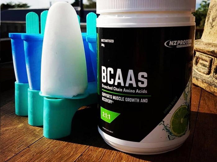 BCAA into ice blocks