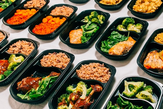 meal prep trays stock image