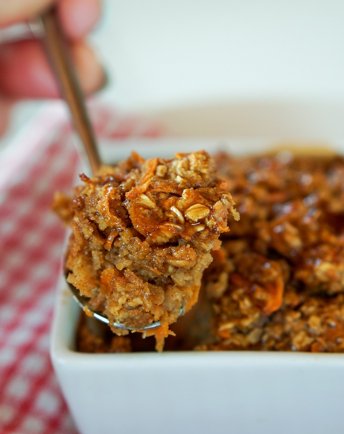 carrot oat bake with spoon