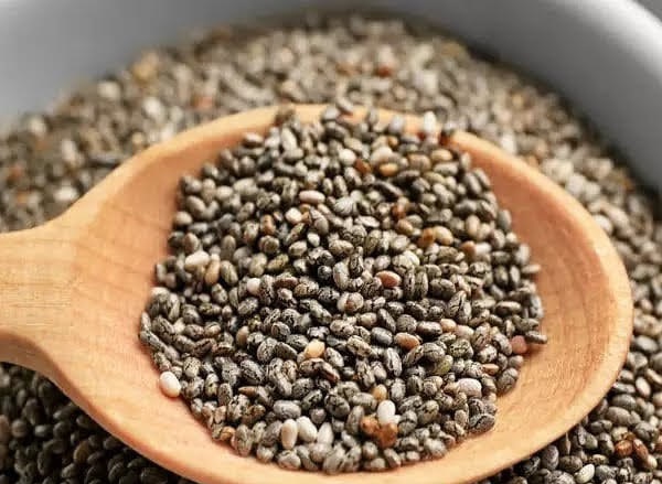 chia seeds brown scoop