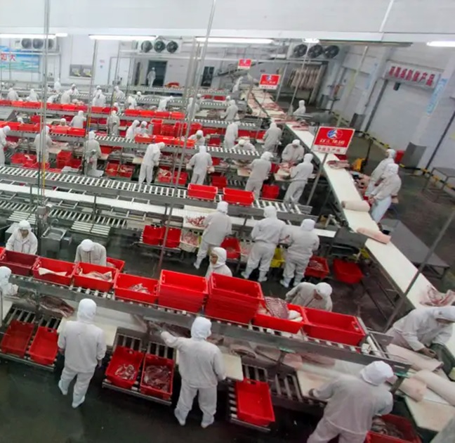 chinese workers in factory stock image