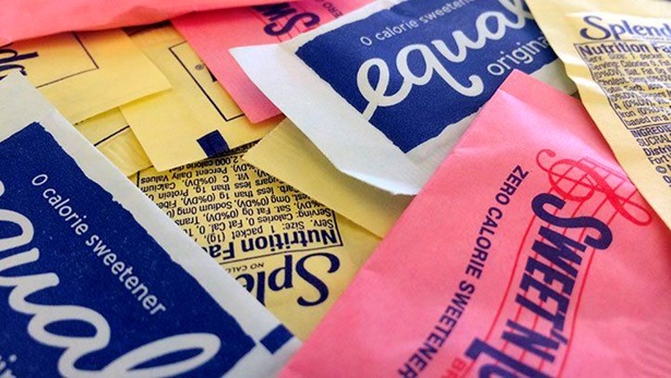 packets of artificial sugars stock image