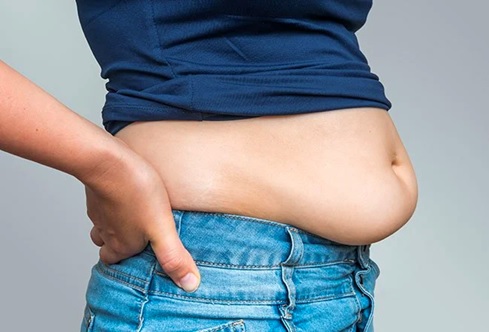 fat stomach stock image