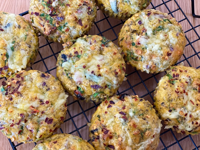 hemp protein muffins on a cooling rack