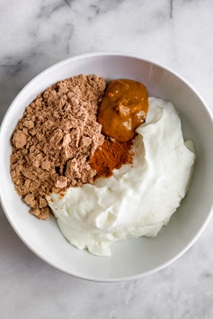 protein powder with yoghurt in bowl