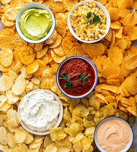 chips and dips stock image