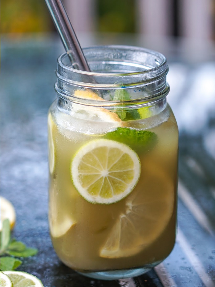 match lemonade drink in glass with straw