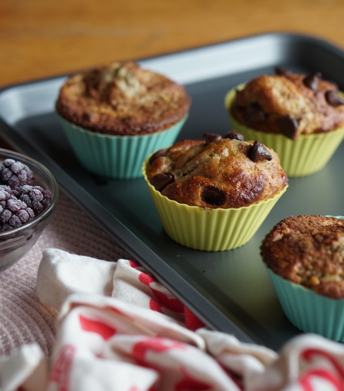 protein muffins in baking papers