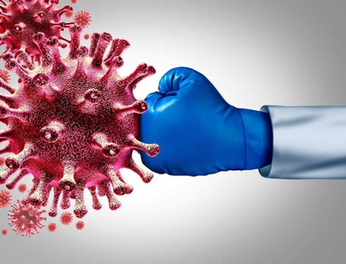 fist fighting the bad germs stock image