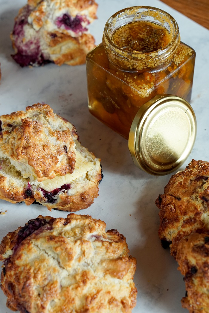 collagen scones with jar of honey