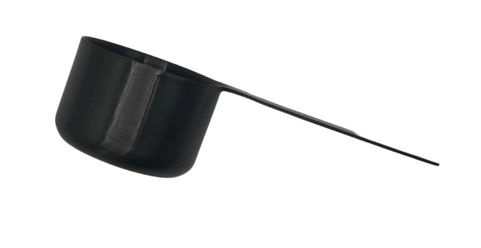 stainless steel protein scoop side view