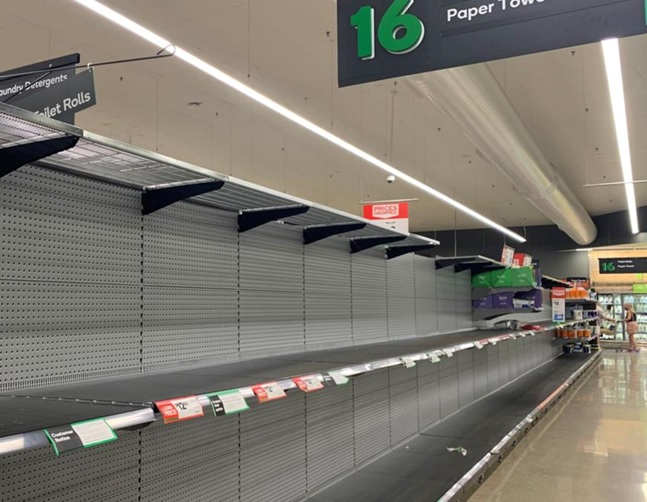 empty supermarket shelves stock image