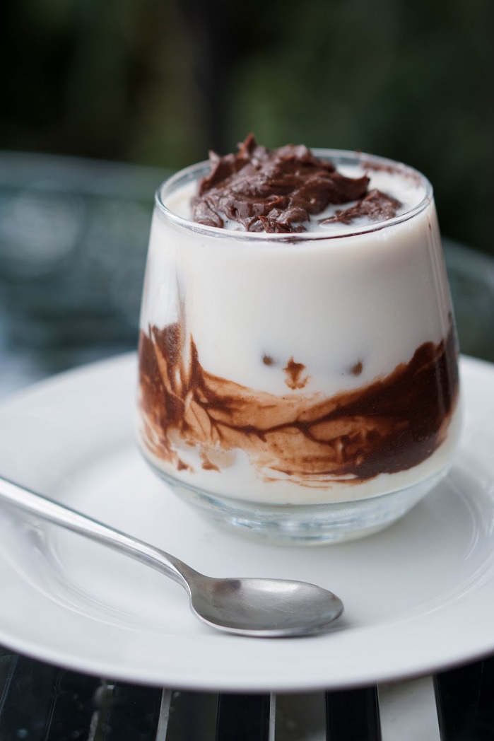 protein mocha dessert in glass