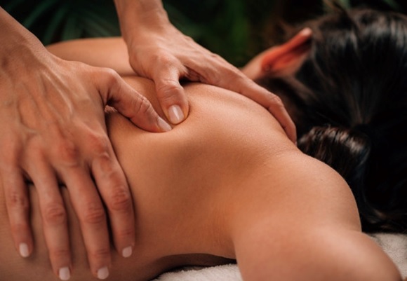 women getting a massage stock image